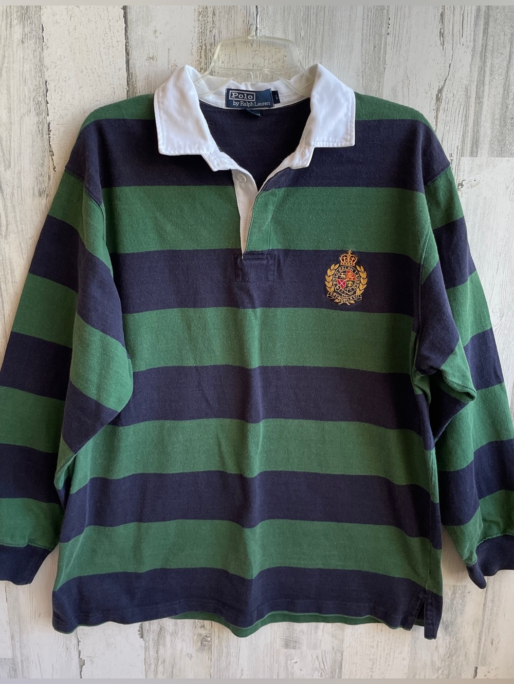 Vintage Polo by Ralph Lauren Green & Navy Rugby Shirt SZ L
